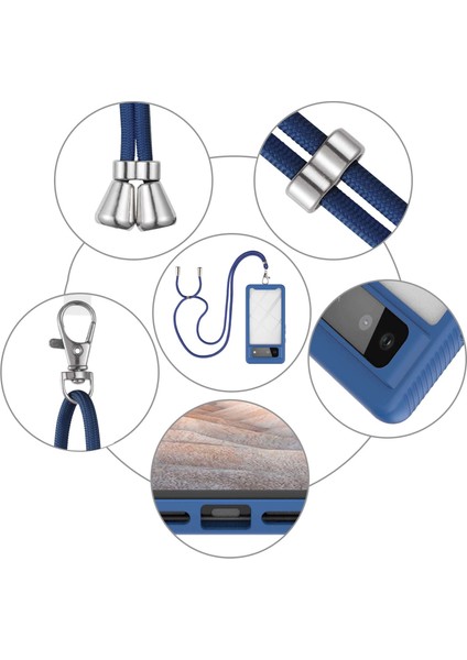 Google Pixel 6 İçin Şeffaf Bumper Shockproof Ayarlanabilir Çapraz Askılı Askılı Tam Koruma Kılıf Kapaklı Mavi (Yurt Dışından) indirimleri