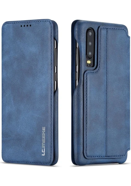 Huawei P30 İçin İnce Flip Pu Deri Manyetik Standlı Shockproof Kılıf (Yurt Dışından)