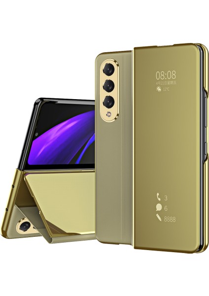 Samsung Galaxy Z Fold 3 5G İçin Pc Pu Deri Standlı Pencereli Kılıf (Yurt Dışından)