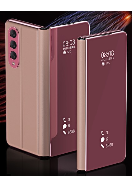 Samsung Galaxy Z Fold 3 5G İçin Pc Pu Deri Standlı Pencereli Kılıf (Yurt Dışından) modelleri