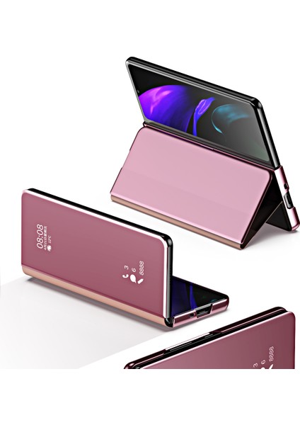 Samsung Galaxy Z Fold 3 5G İçin Pc Pu Deri Standlı Pencereli Kılıf (Yurt Dışından)