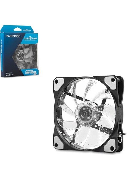 Kasa Fanı 12X12X2.5CM Beyaz Işıklı Evercool CS1230W