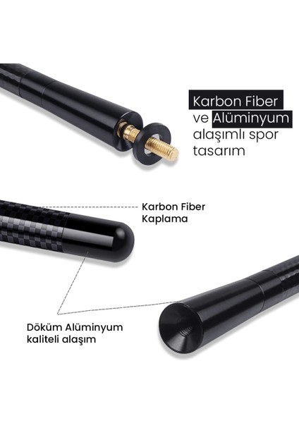 Karbon Fiber Desenli Çubuk Anten Oto Radyon Anteni Am Fm Spor Tip Kısa Anten