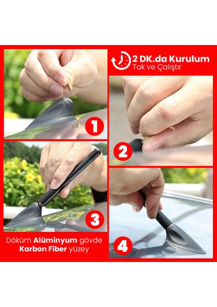 Karbon Fiber Desenli Çubuk Anten Oto Radyon Anteni Am Fm Spor Tip Kısa Anten modelleri