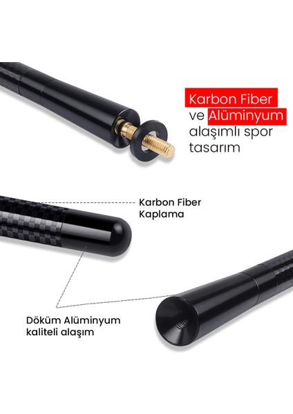 Karbon Fiber Desenli Çubuk Anten Oto Radyon Anteni Am Fm Spor Tip Kısa Anten fırsatları