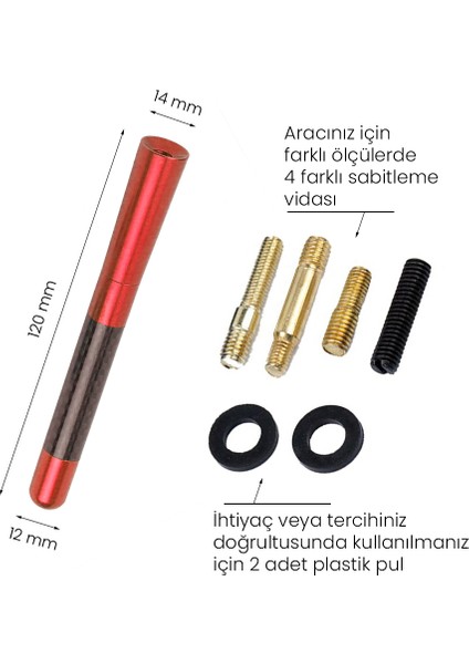 Karbon Fiber Desenli Çubuk Anten Oto Radyon Anteni Am Fm Spor Tip Kısa Anten indirimleri