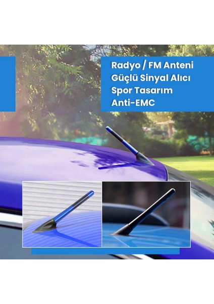 Karbon Fiber Desenli Çubuk Anten Oto Radyon Anteni Am Fm Spor Tip Kısa Anten