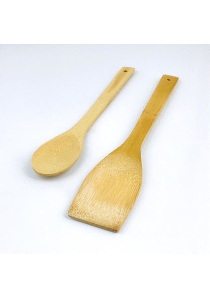 Bambu Spatula ve Bambu Servis Kaşığı 2'li Set