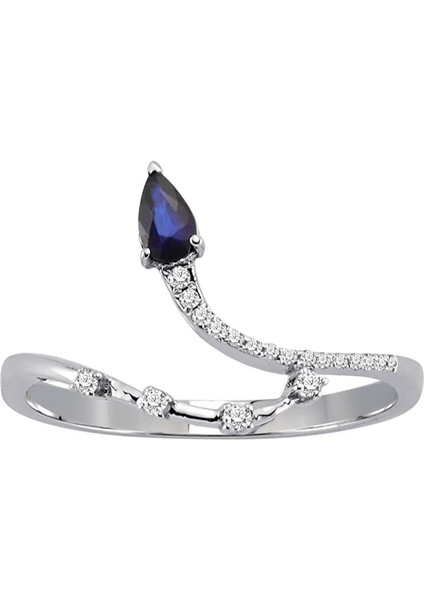 Pırlanta Ve Damla Safir Taşlı Kuğu Boynu Yüzük 0404R0315 fiyatları