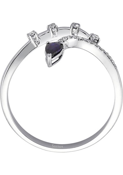 Pırlanta Ve Damla Safir Taşlı Kuğu Boynu Yüzük 0404R0315 modelleri