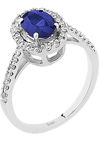 Oval Safir Ve Pırlanta Taşlı Yüzük 0403R0020