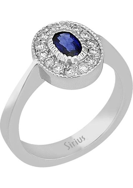 Pırlanta Ve Oval Safir Taşlı Yüzük 0407R0069