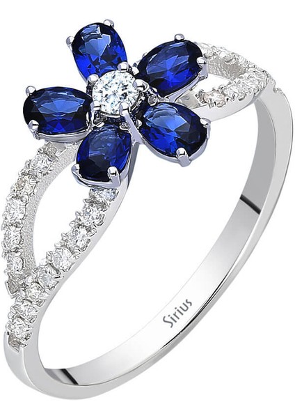 Pırlanta Ve Oval Safir Taşlı Menekşe Yüzük 0403R0011