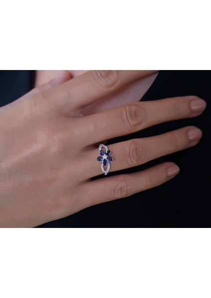 Pırlanta Ve Oval Safir Taşlı Menekşe Yüzük 0403R0011 fırsatları