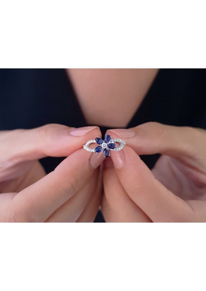 Pırlanta Ve Oval Safir Taşlı Menekşe Yüzük 0403R0011 indirimleri