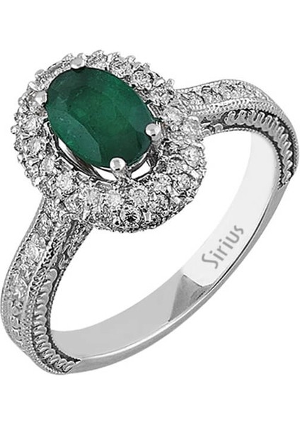 Pırlanta ve Oval Zümrüt Taşlı Yüzük 0404R0042