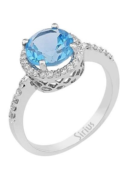 Mavi Topaz ve Pırlanta Taşlı Yüzük 0407R0121