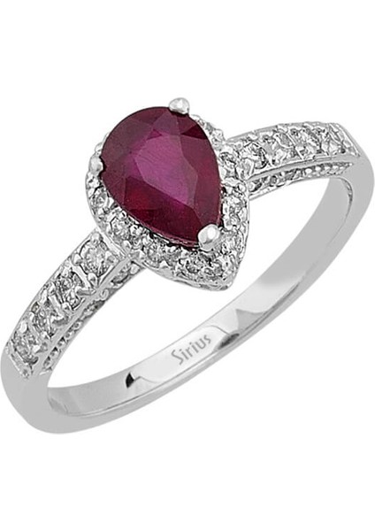 Pırlanta ve Damla Yakut Taşlı Yüzük 0407R0008