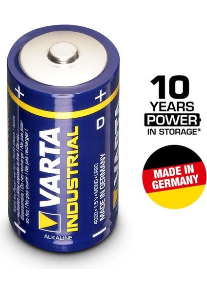 Endüstriyel Alkalin D Boy Pil 20 Adet
