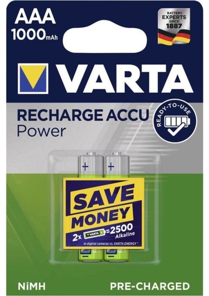 1000MAH Şarjlı Aaa Ince Pil