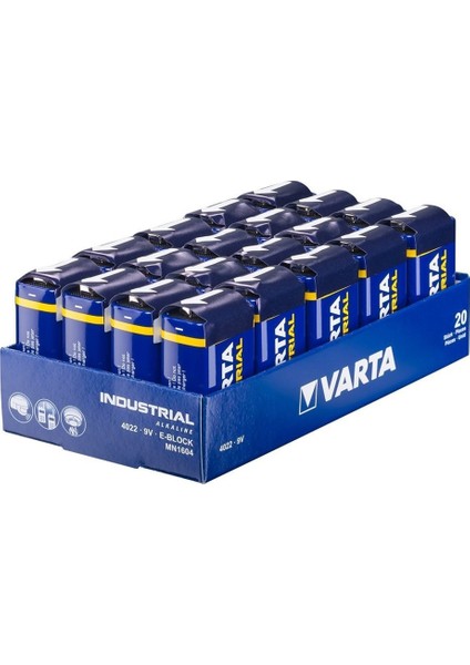 Endüstriyel Alkalin 9V Pil 20 Adet