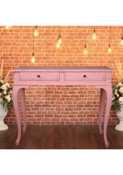 120 cm Çekmeceli Pembe Eskitme Dresuar