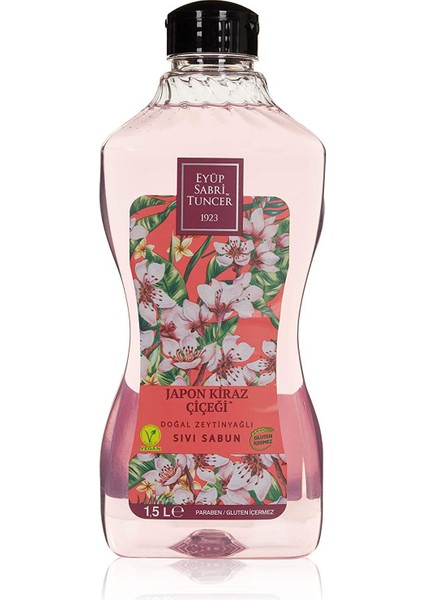 Doğal Zeytinyağlı Sıvı Sabun Japon Kiraz Çiçeği 1,5 L Pet Şişe