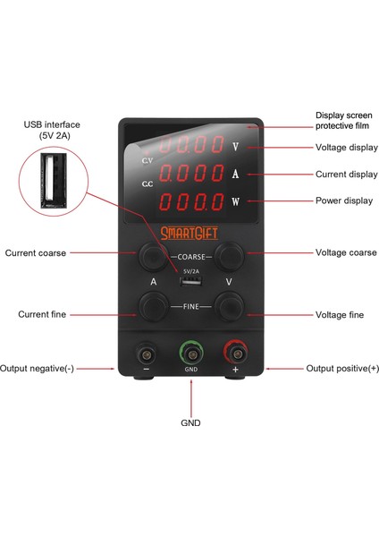 Ayarlanabilir 60V/5A Dc Güç Kaynağı Voltaj Regülatörü Siyah