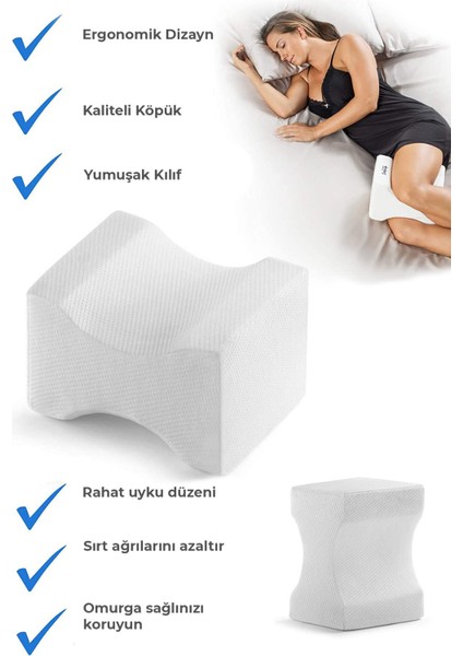 Ortopetik Yastık Hamile Bacak Arası Yastığı Bel Omurga Ağrısı Destek Yastığı 25 x 19 x 13 cm