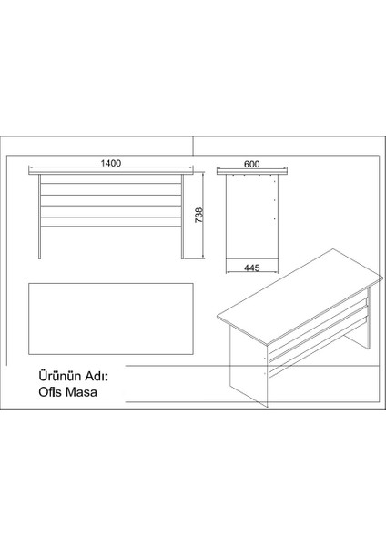 Robin Home Verona Abc Ofis Büro Masa Takımı Ofis Masası + Keson + Ofis Sehpası