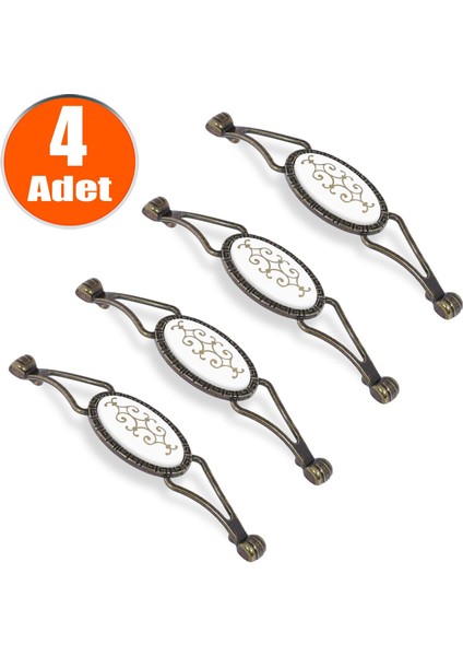 Seçil Çekmece Dolap Kapak Kulpu Kulbu Antik Metal Kulp 128 mm (4 Adet)