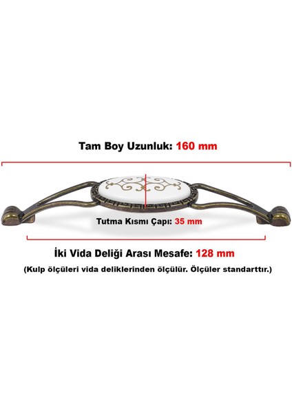 Seçil Çekmece Dolap Kapak Kulpu Kulbu Antik Metal Kulp 128 mm (4 Adet)