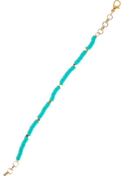 Kadın Altın Renk Geometrik Charm Detaylı Yeşil Renk Fimo Bileklik fırsatları