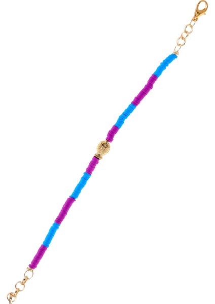 Kadın Altın Renk Balık Charm Detaylı Mavi & Mor Renk Fimo Bileklik fırsatları