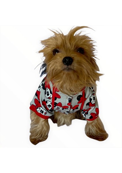 Mickey Red Ince Köpek Ceketi Köpek Kıyafeti Köpek Elbisesi Köpek Modası