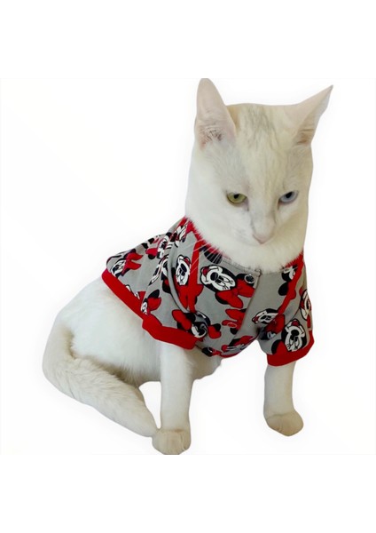 Red Mickey Ince Kedi Ceketi Kedi Kıyafeti Kedi Elbisesi Kedi Modası fiyatları