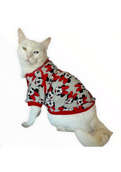 Red Mickey Ince Kedi Ceketi Kedi Kıyafeti Kedi Elbisesi Kedi Modası modelleri