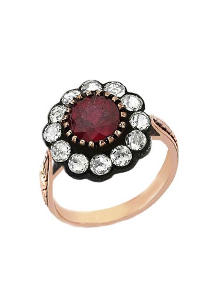 0.70CT Elmas Gül Model Yakut Yüzük