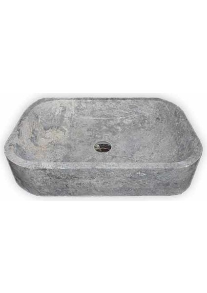 Gümüş Traverten Oval Köşe Dizayn Lavabo