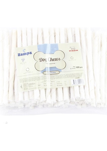 Beyaz Burgu Çubuk (Sticks) Kemik Köpek Ödülü 100 Lü 5g
