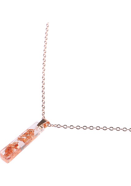 Varak Parçacıklı Ince Dikdörtgen Epoksi Kolye