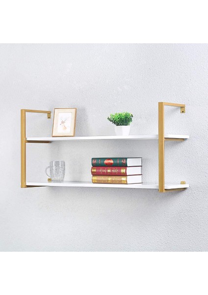 Tasnia Duvar Rafı - 120 Genişlik Gold - 2 Katlı
