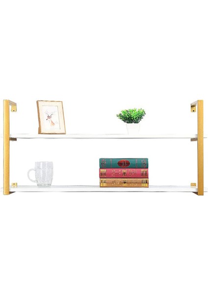 Tasnia Duvar Rafı - 120 Genişlik Gold - 2 Katlı