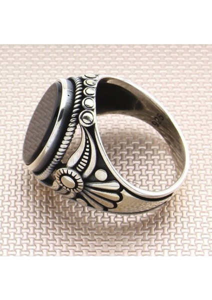 Erkek Gümüş 925 Ayar Kırmızı Akik Taşlı Taç Model Yüzük fiyatları