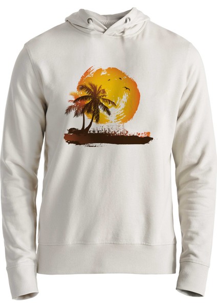 Palmiye Baskılı Ekru Çocuk Sweatshirt