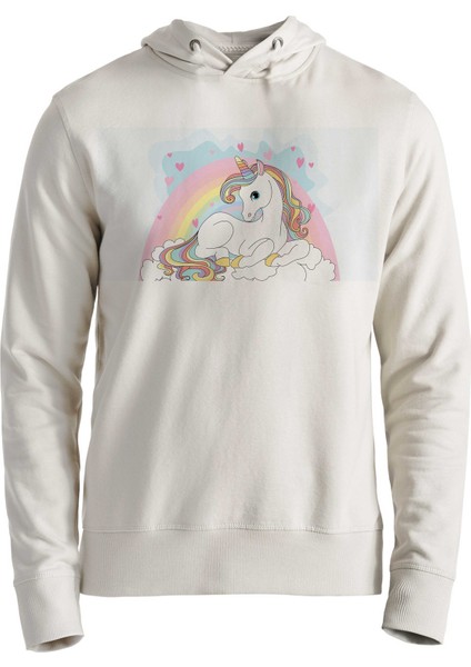 Unicorn Tasarımlı Ekru Sweatshirt