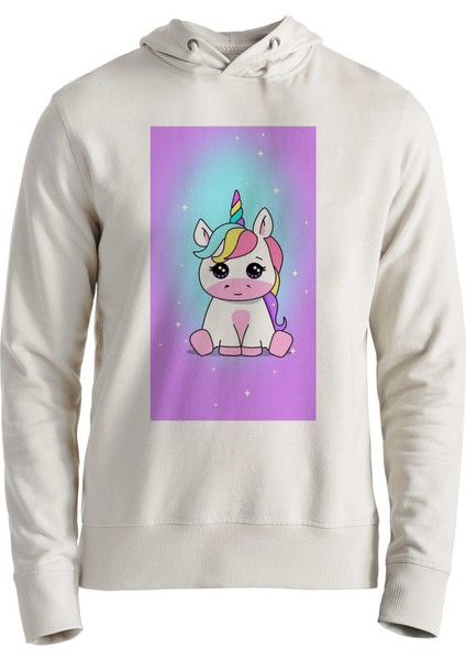 Unicorn Baskılı Ekru Sweatshirt