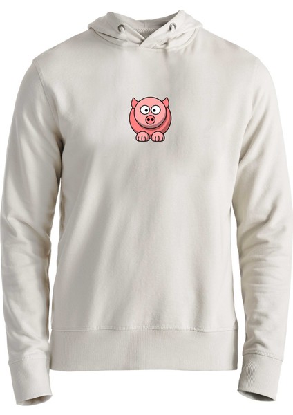 Animal Domuz Resim Baskılı Ekru Çocuk Sweatshirt