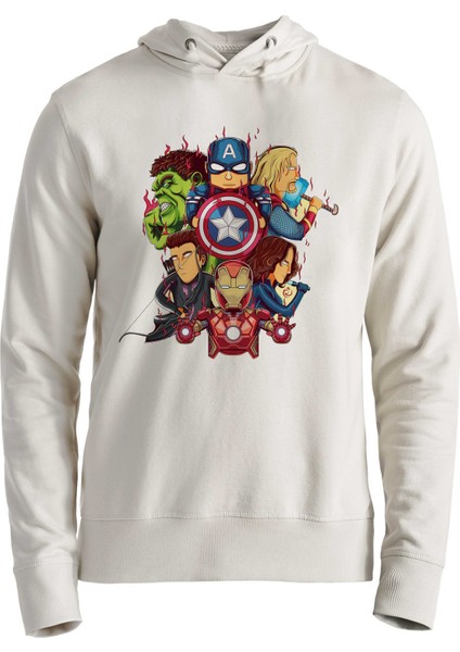 Avengers Baskılı Ekru Sweatshirt