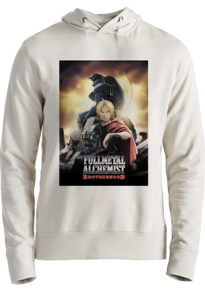 Fullmetal Alchemist Resim Baskılı Ekru Sweatshirt